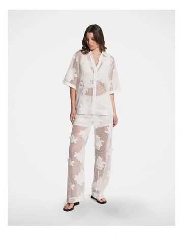 Elaine Emboridered Pant in White