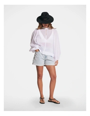 Amaya Balloon Sleeve Blouse in White