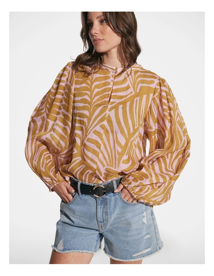 Amaya Balloon Sleeve Blouse in Multi image 3