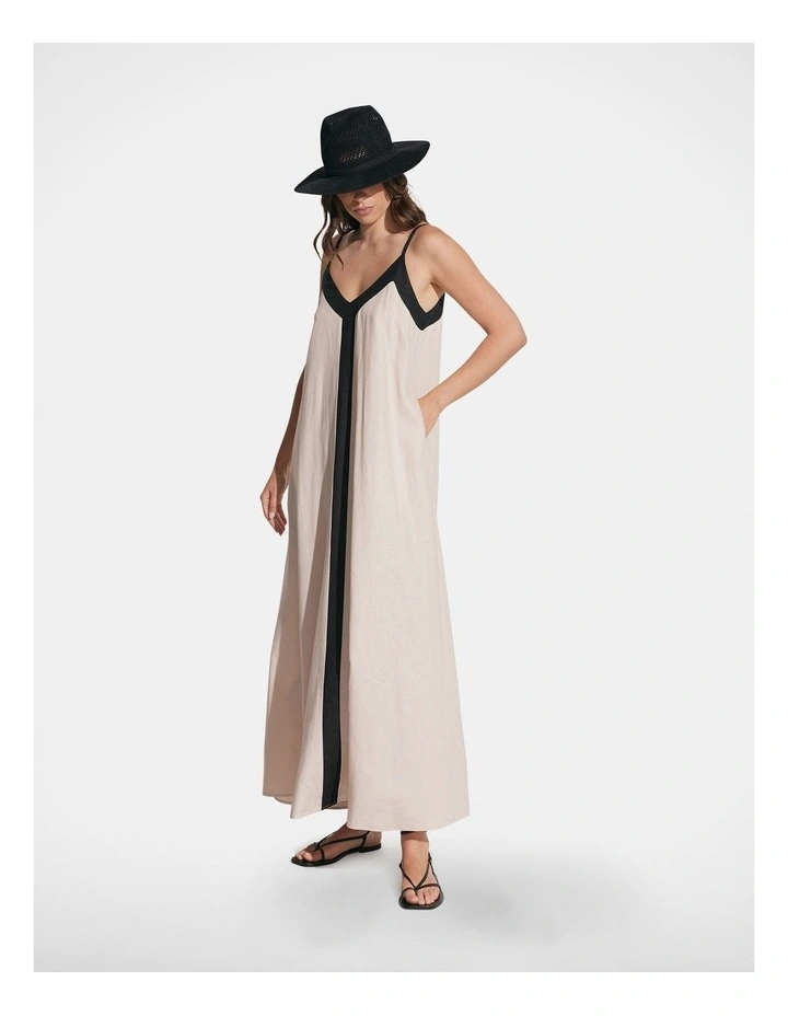 Alessia Contrast Maxi Dress in Beige image 1