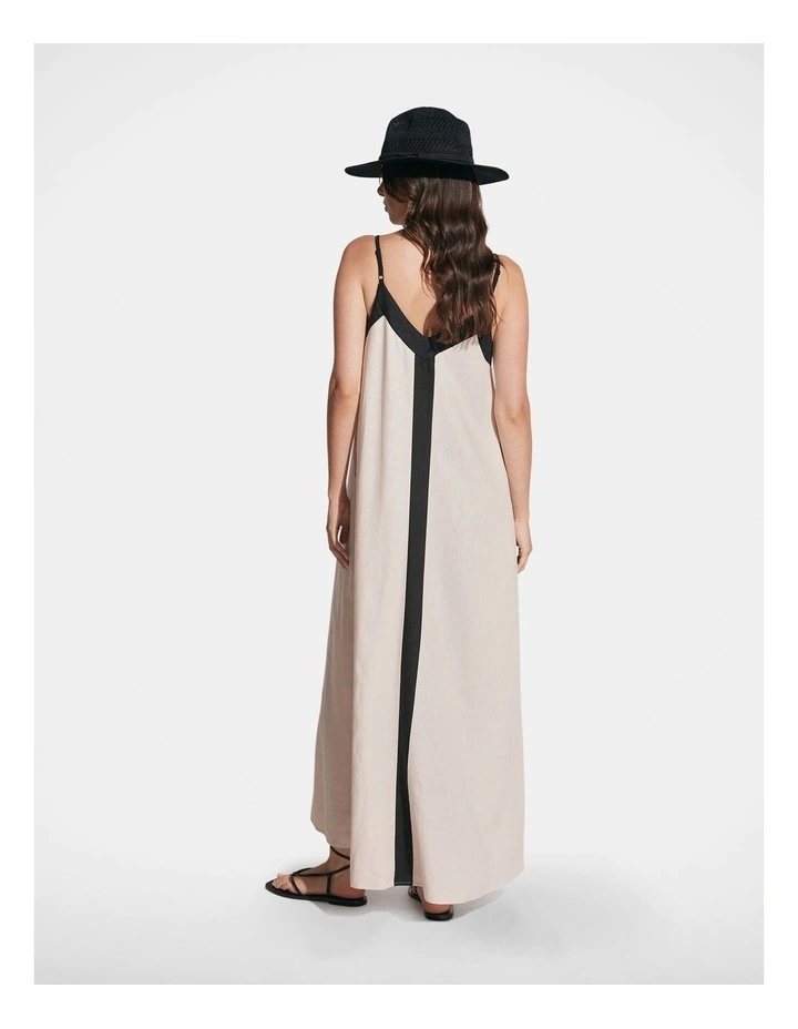 Alessia Contrast Maxi Dress in Beige image 2