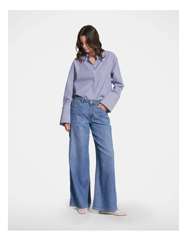 Nora Oversized Shirt in Blue Stripe image 1