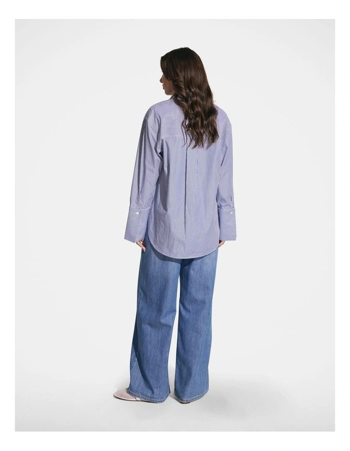 Nora Oversized Shirt in Blue Stripe image 2