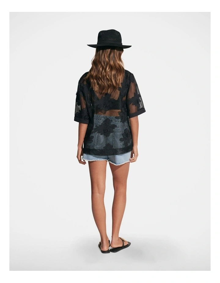 Elaine Embroidered Shirt in Black image 2