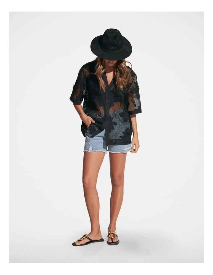 Elaine Embroidered Shirt in Black image 3