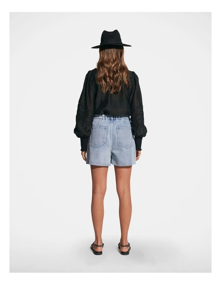 Mia Pleated Denim Short in Blue image 2