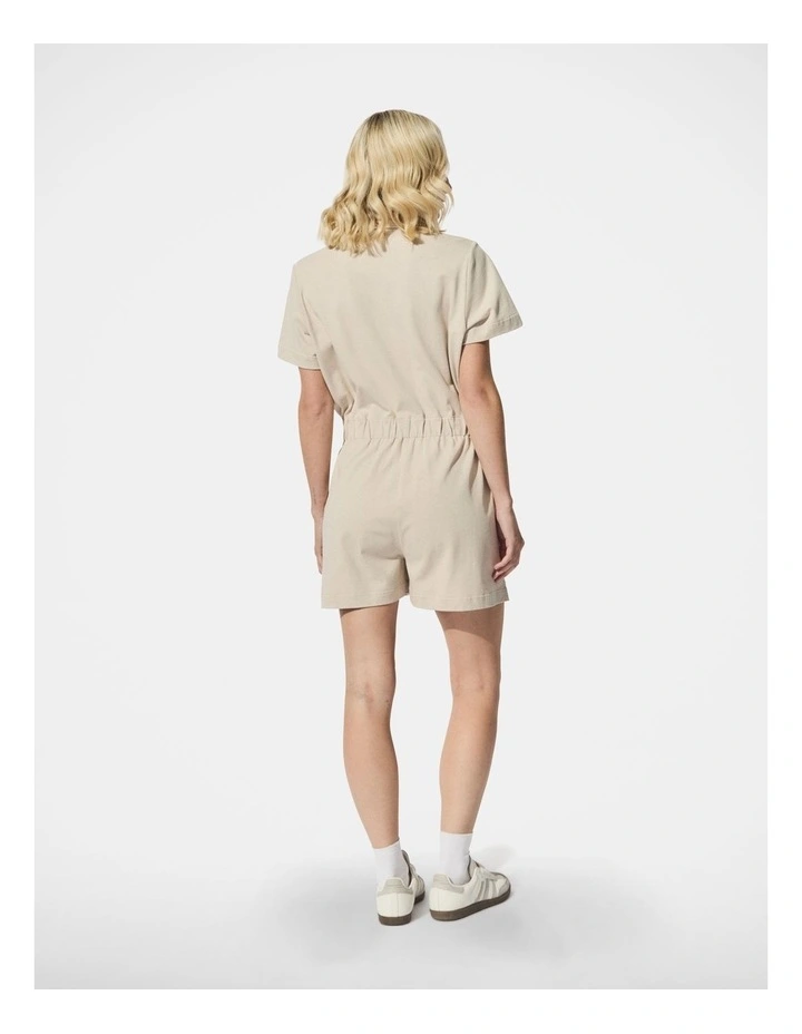 D-Luxe Zip Front Romper in Beige image 2