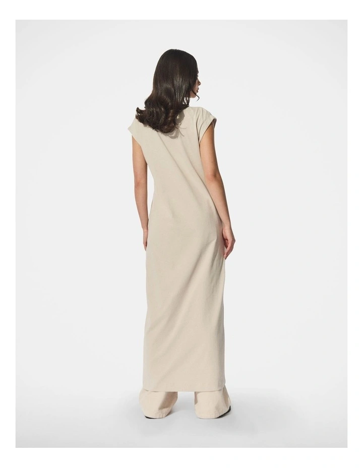 D-Luxe V Neck T-Shirt Dress in Beige image 2