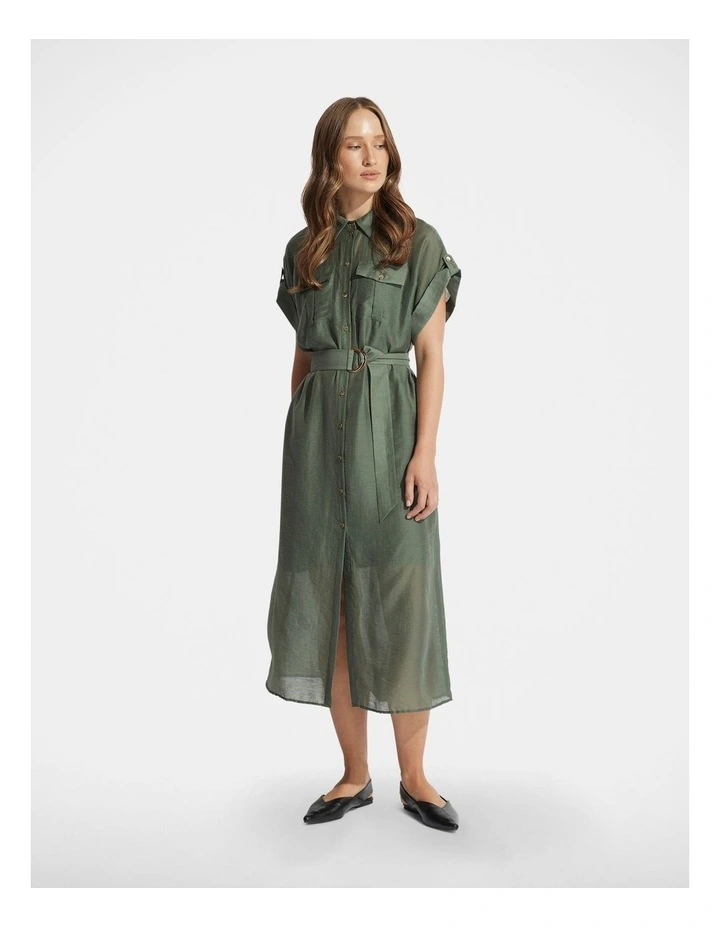 Maxienne Midi Shirt Dress in Green image 1
