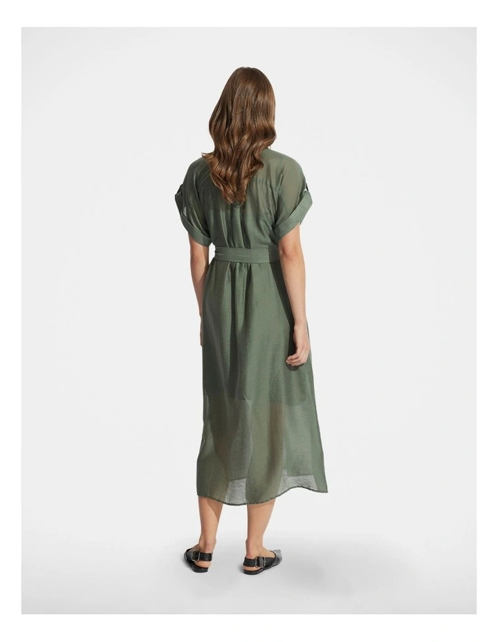 Maxienne Midi Shirt Dress in Green image 2