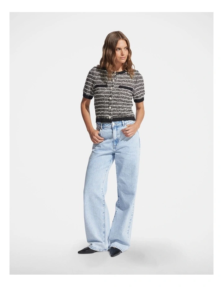 Ottilie Check Knit Top in Black image 1