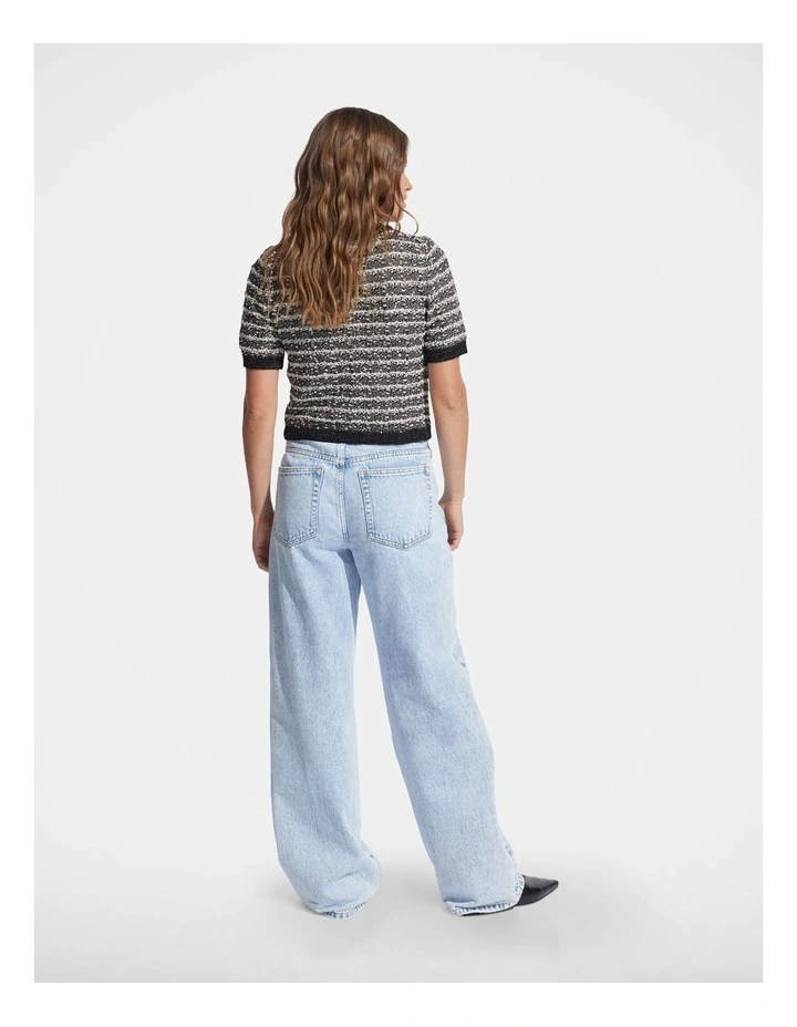 Ottilie Check Knit Top in Black image 2