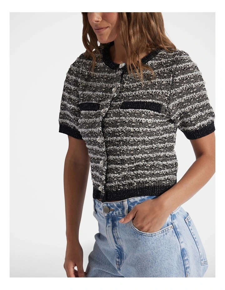 Ottilie Check Knit Top in Black image 3