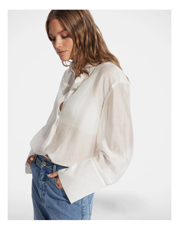 Ruby Embellished Shirt in Ivory image 3