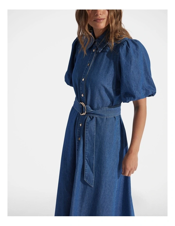 Miranda Denim Midi Dress in Blue image 3