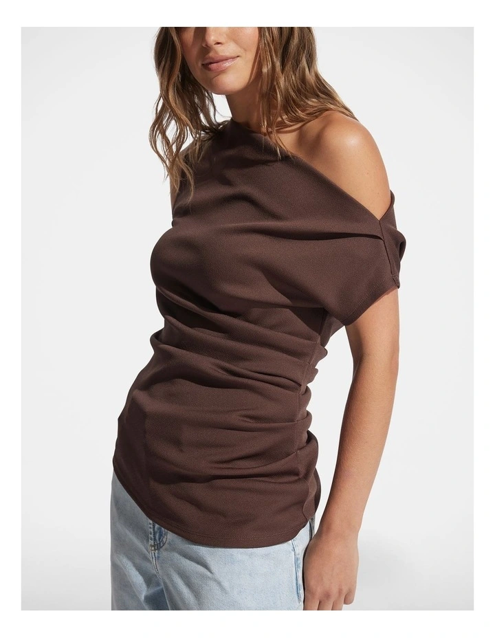Pippa Tipped Shoulder Top in Espresso image 3