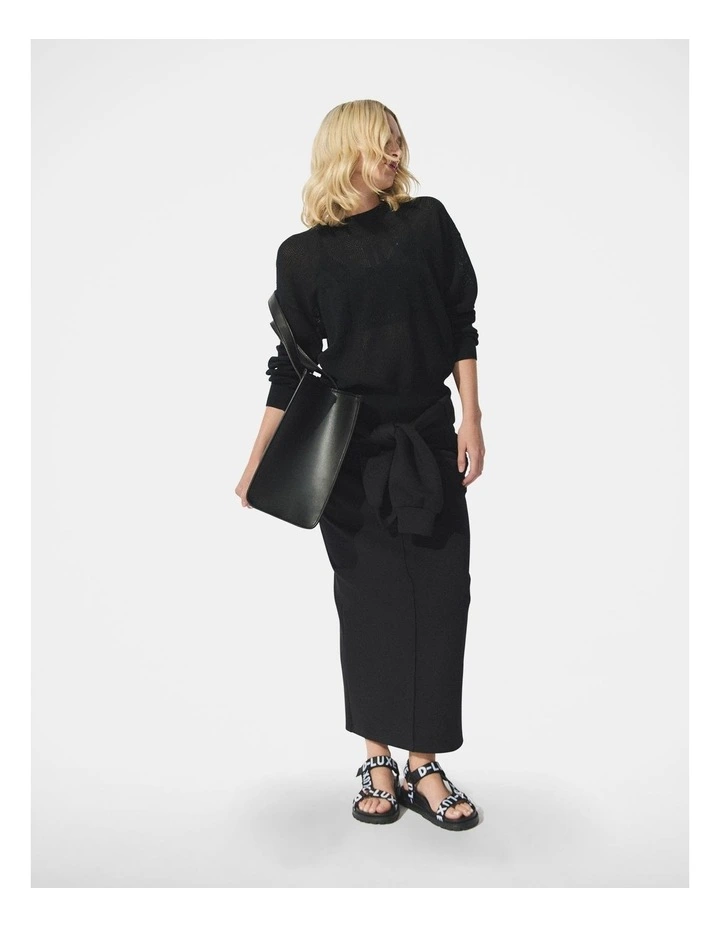 D-Luxe Sheer Knit Logo Jumper in Black image 1