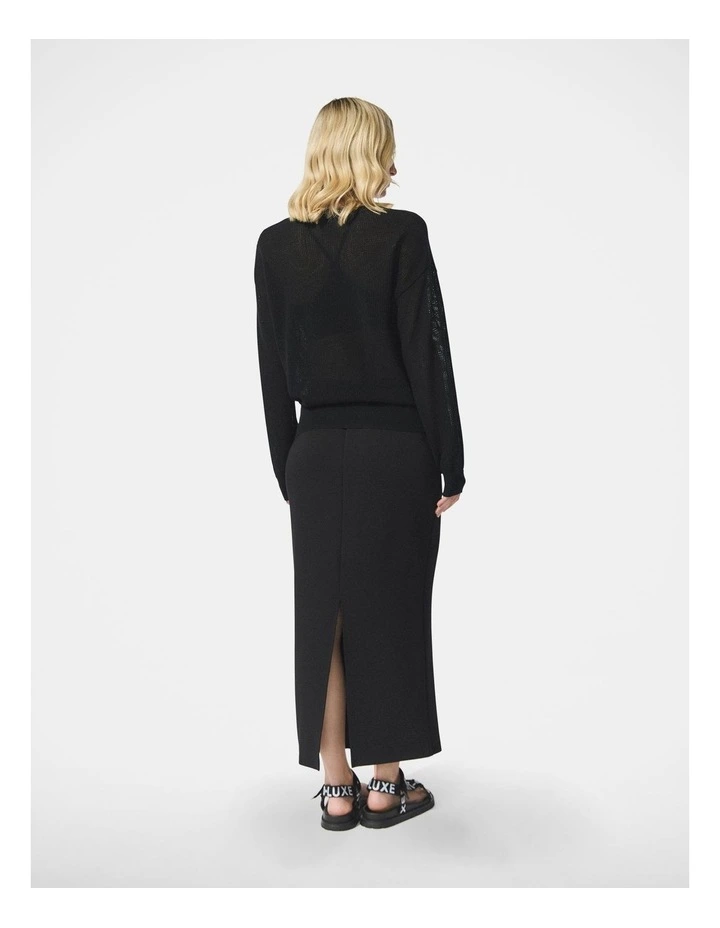 D-Luxe Sheer Knit Logo Jumper in Black image 2
