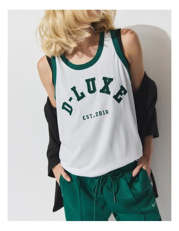 D Luxe Contrast Graphic Tank in White image 1