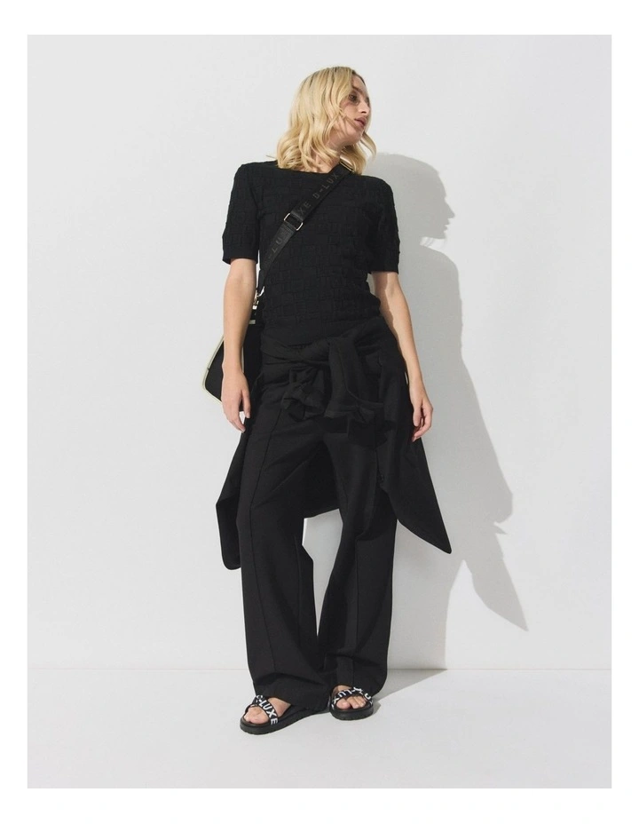 D Luxe Monogram Knit Top in Black image 1