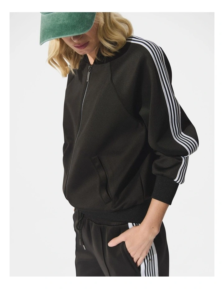 D-Luxe Side Stripe Bomber in Black image 1