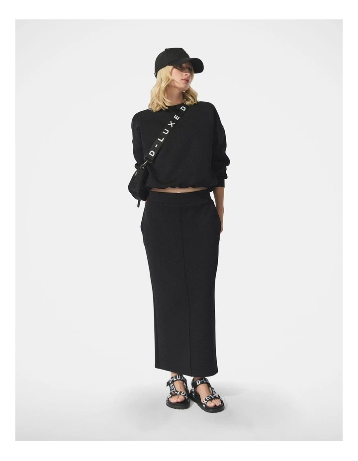 D-Luxe Neoprene Maxi Skirt in Black image 1