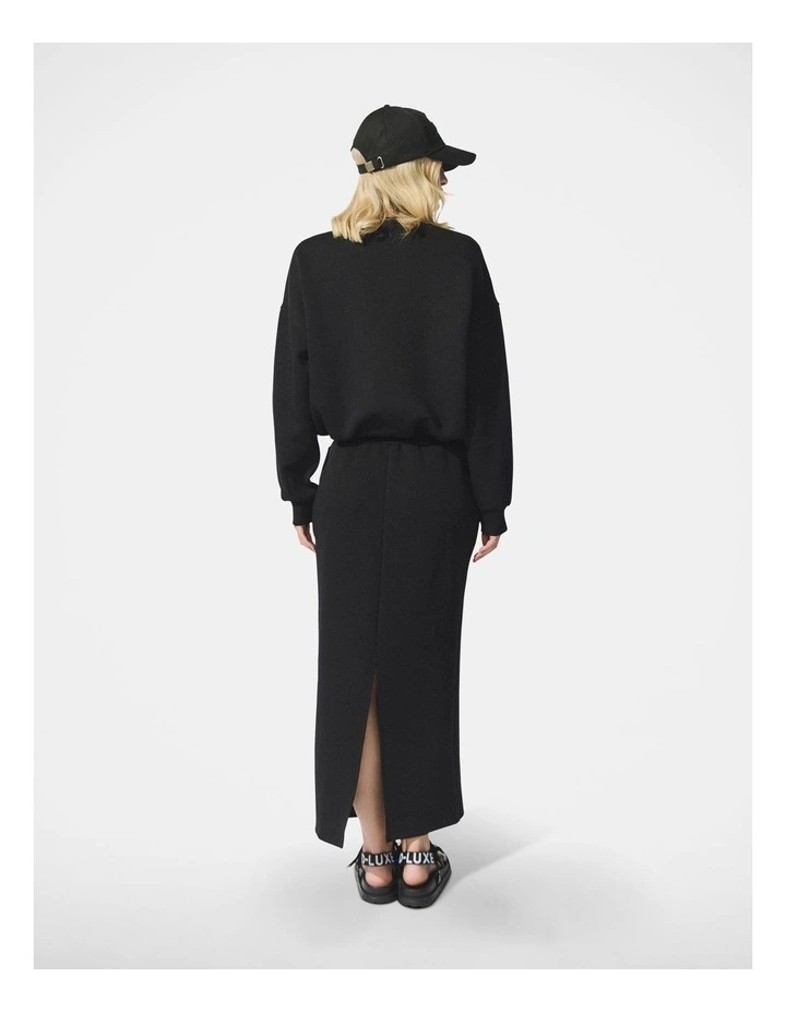 D-Luxe Neoprene Maxi Skirt in Black image 2
