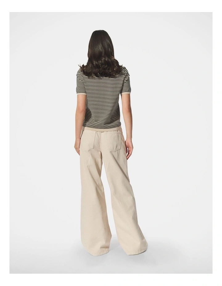 Stripe Knit Tee in Beige image 2