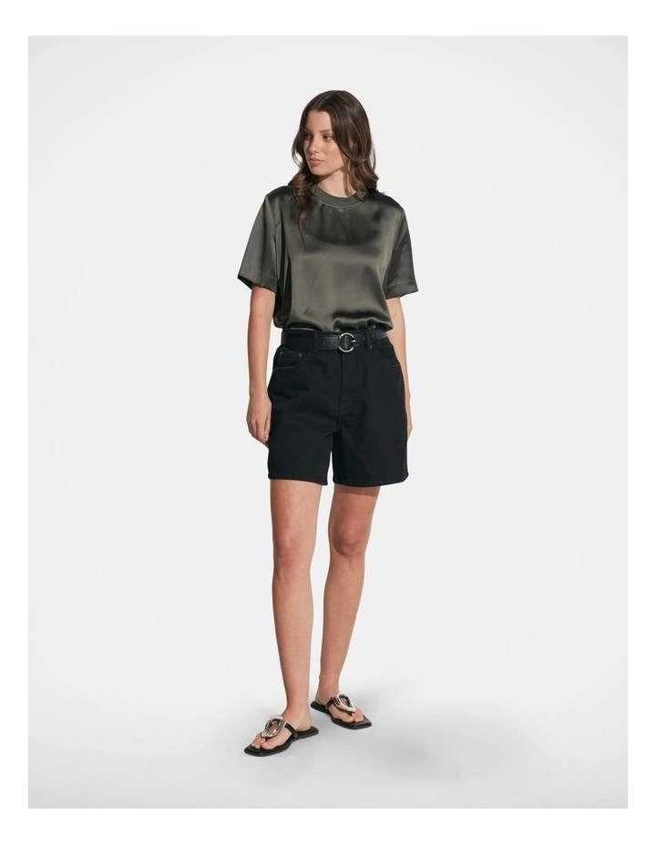 Phoebe Satin Tee in Green image 1