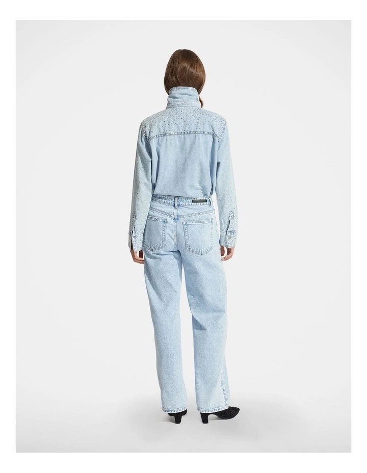 Anja Rhinestone Bow Shirt in Blue image 2