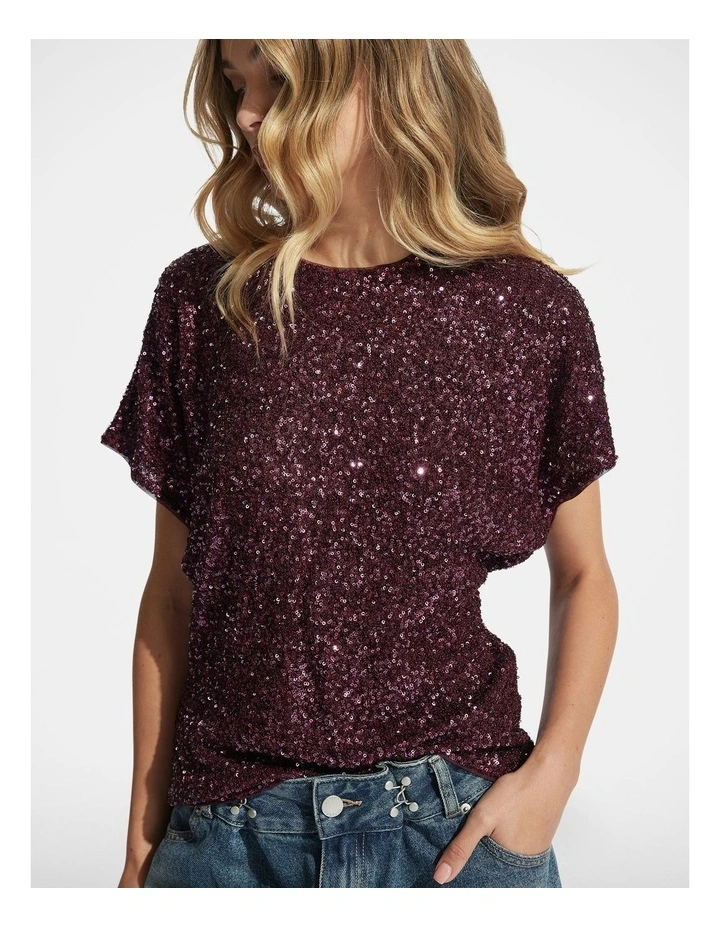 Erin Sequin Tee in Cherry image 1