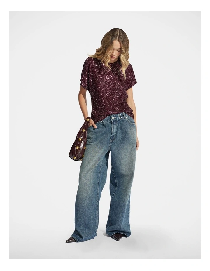 Erin Sequin Tee in Cherry image 3