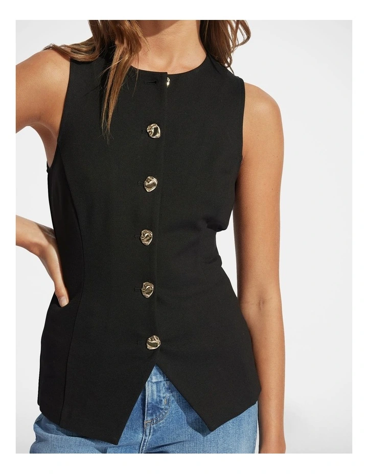 Eden Longline Jersey Vest in Black image 1