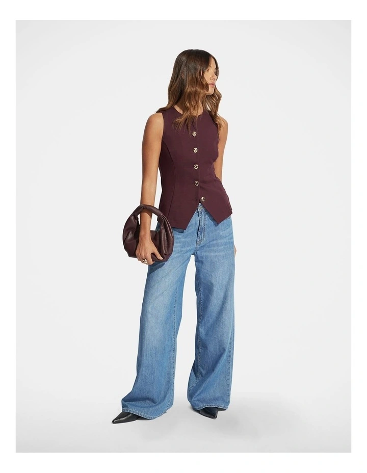 Eden Longline Jersey Vest in Cherry image 1