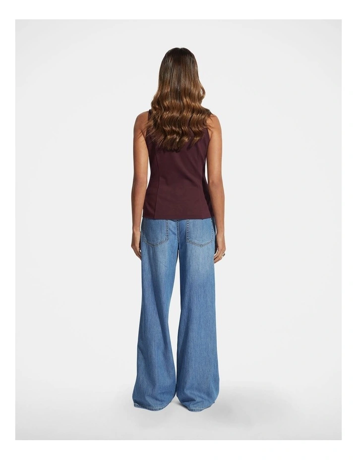 Eden Longline Jersey Vest in Cherry image 2
