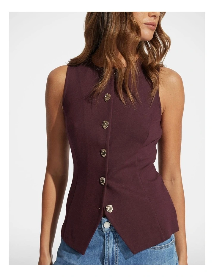 Eden Longline Jersey Vest in Cherry image 3