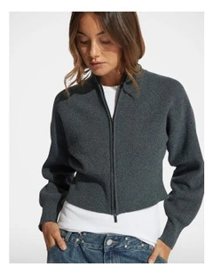 Zoey Zip Knit Jumper in Grey