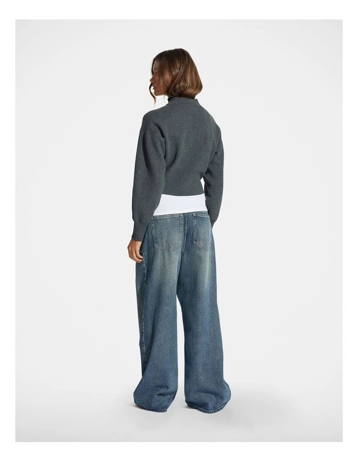Zoey Zip Knit Jumper in Grey image 2