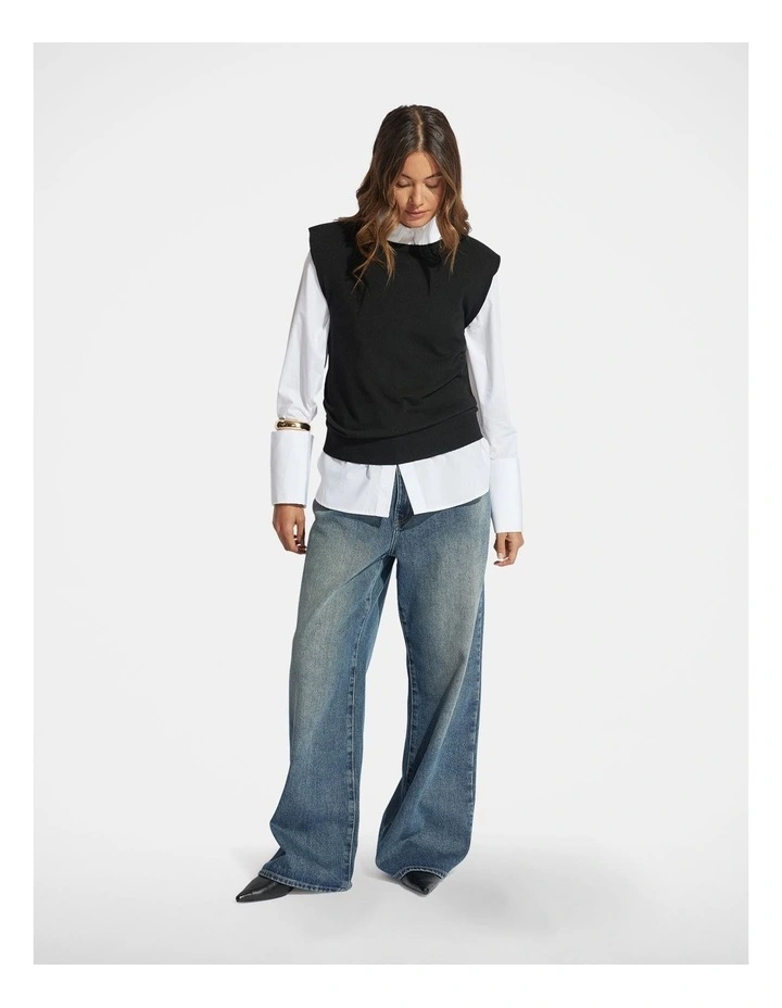 Arden Soft Knit Vest in Black image 1