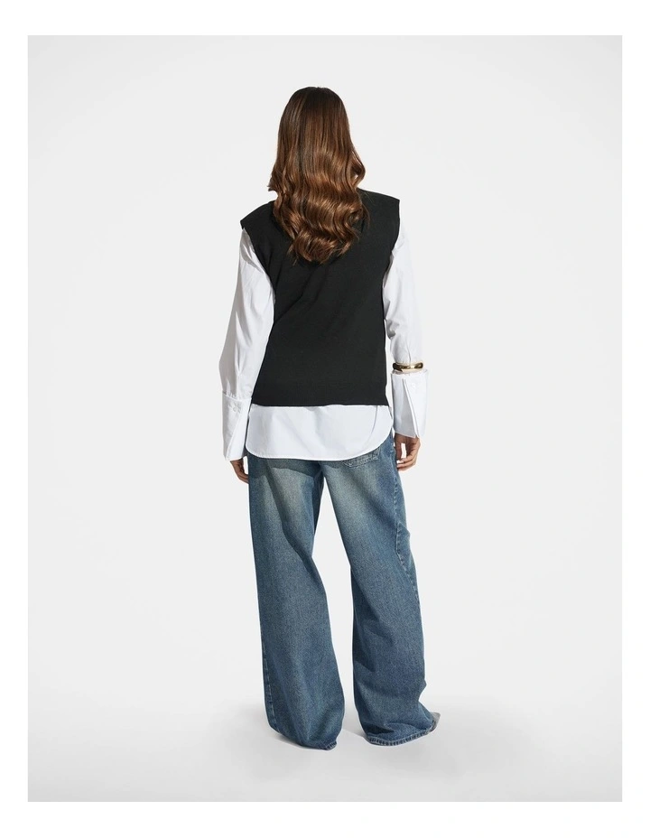 Arden Soft Knit Vest in Black image 2