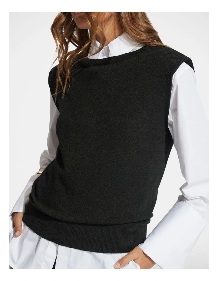 Arden Soft Knit Vest in Black image 3