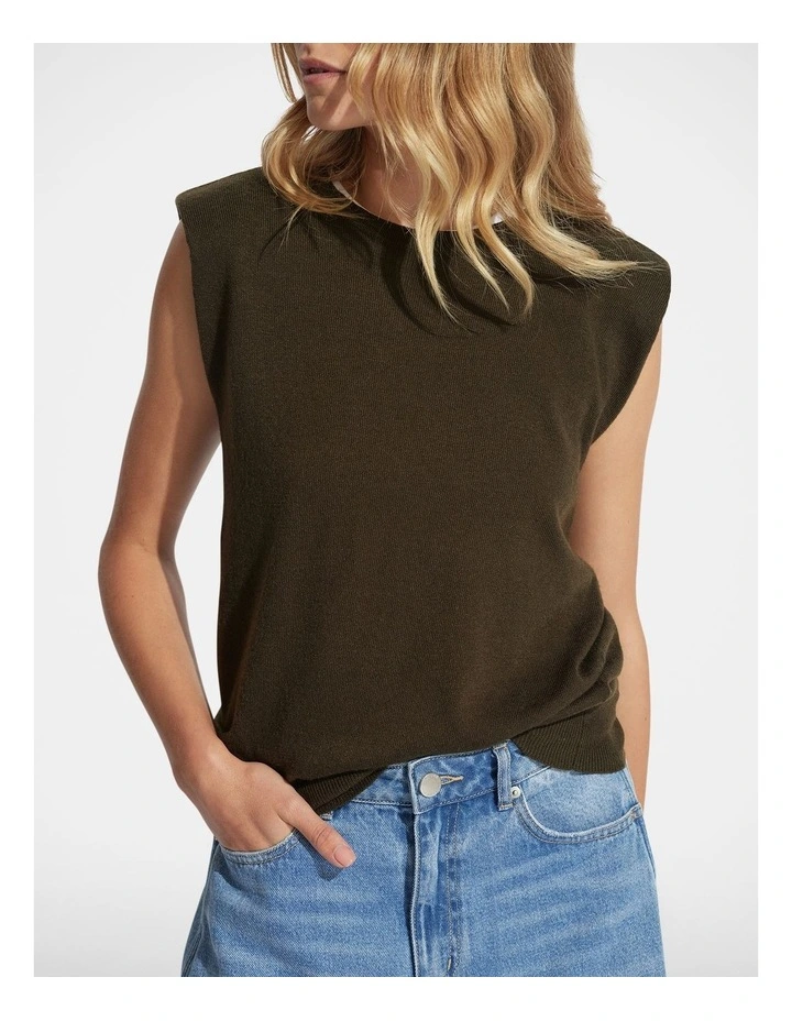Arden Soft Knit Vest in Bottle Green image 3