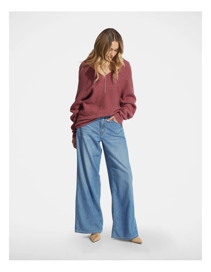 Lina V Neck Jumper in Pink image 1