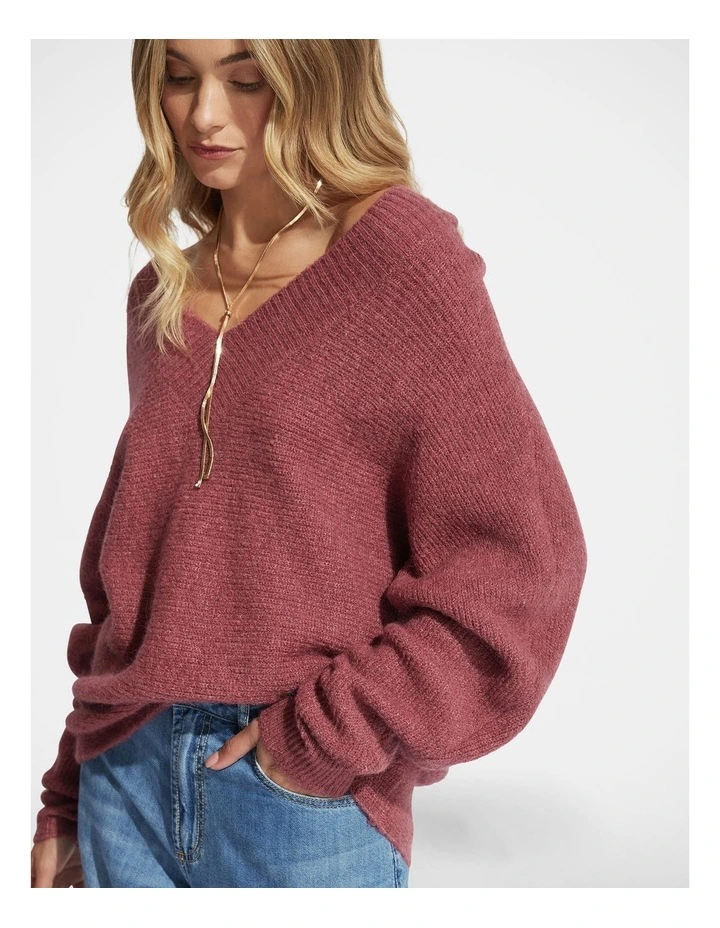 Lina V Neck Jumper in Pink image 3