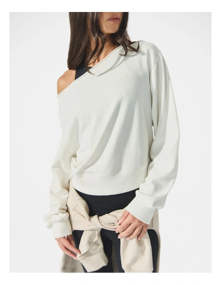Off Shoulder Sweat in Ivory image 3