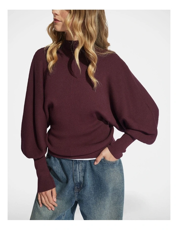 Talia Dolman Sleeve Jumper in Red image 3