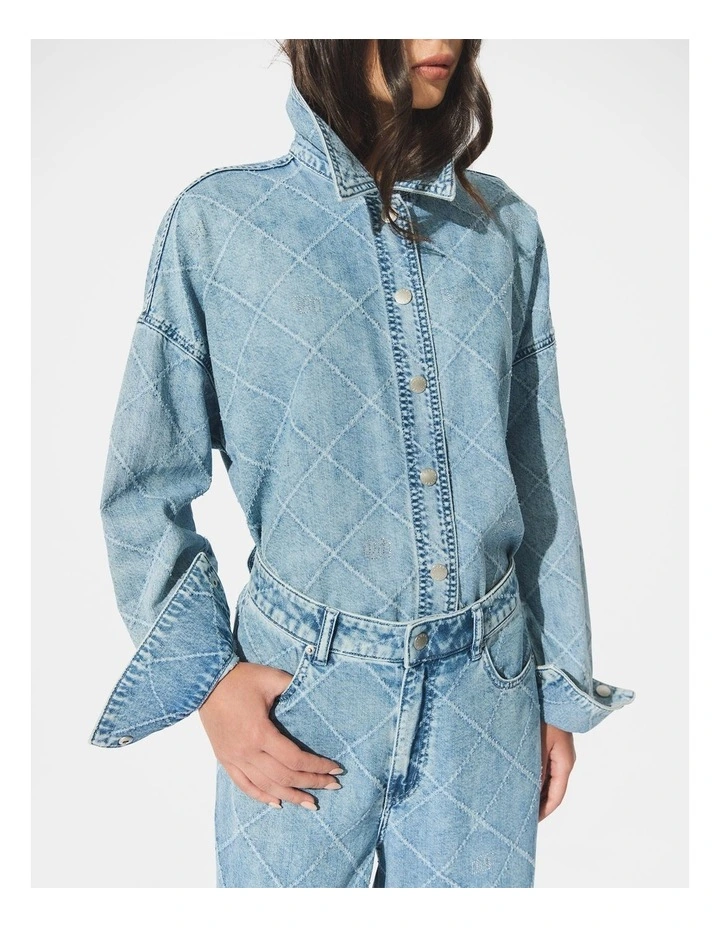 D-Luxe Denim Logo Shirt in Light Blue image 3