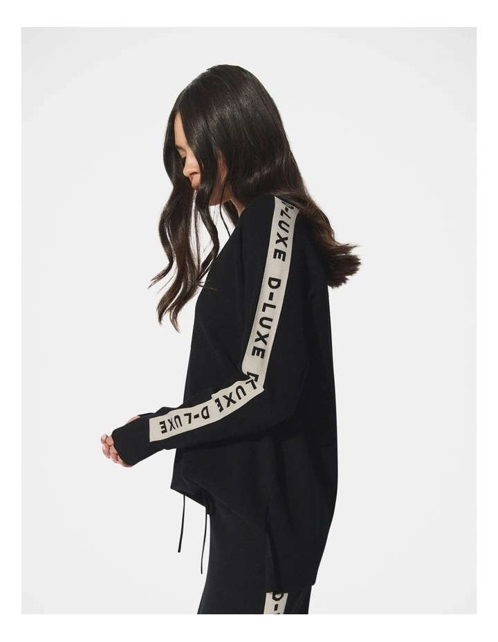 D-Luxe Logo Panel Knit Jumper in Black image 3