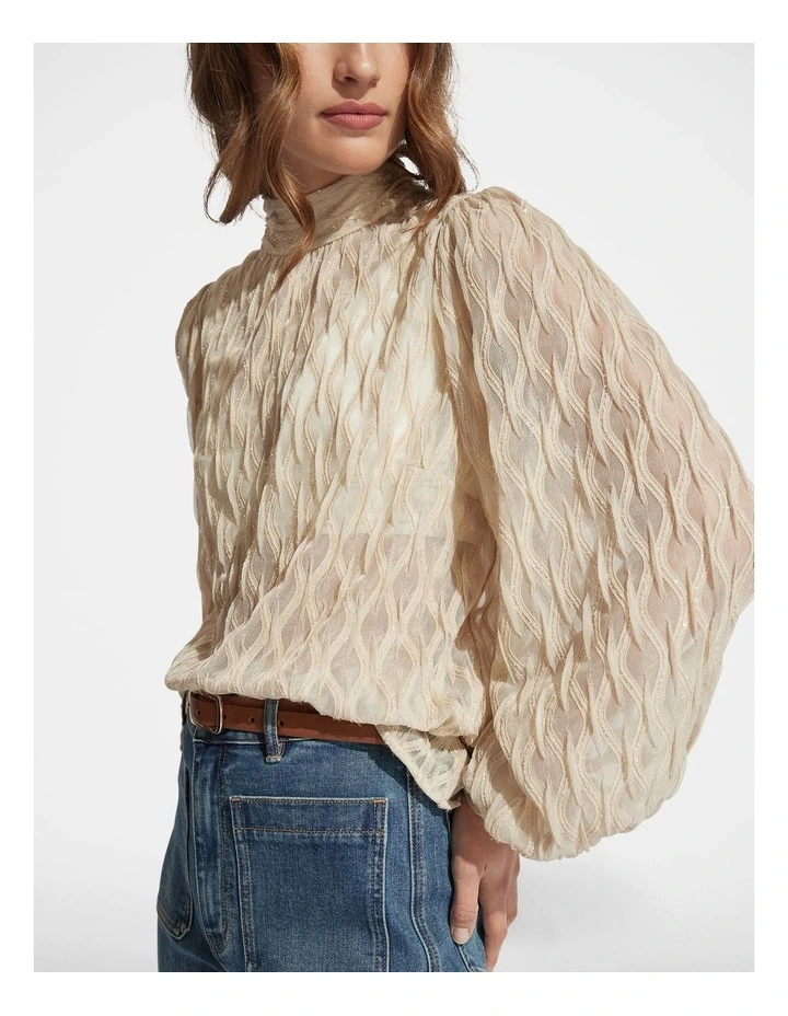 Kristin Textured Blouse in Champagne image 3
