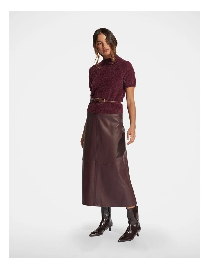 Lulu Fluffy Knit Tee in Cherry image 1